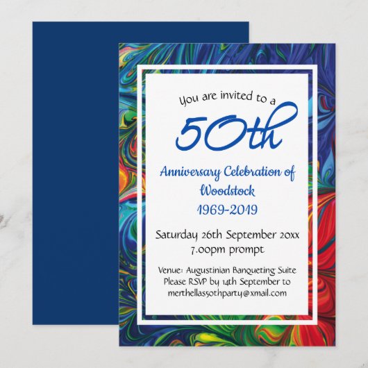 50e Jubileum Celebration Retro Persoonlijk Kaart (Voorkant / Achterkant)