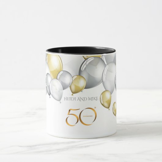 50e Jubileum combo mok/gepersonaliseerde naam. Mok (Midden)