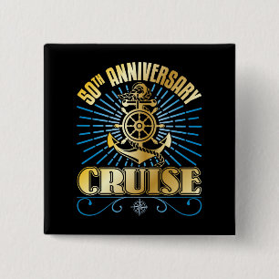 50e Jubileum cruise Vierkante Button 5,1 Cm