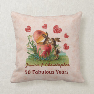 50e Jubileum Cute Rabbits Kissing A05 Kussen