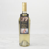 50e Jubileum Dan en nu Foto's zwart en goud Flessenhanger (Op fles)