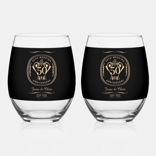 50e Jubileum Drinkware Set Wijnglas Zonder Voet (Voorkant)