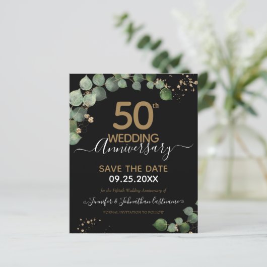 50e Jubileum Eucalyptus Opslaan van datumbudget (Staand voorkant)