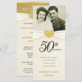 50e Jubileum - Faux Pocket Photo Invitations Kaart (Voorkant / Achterkant)