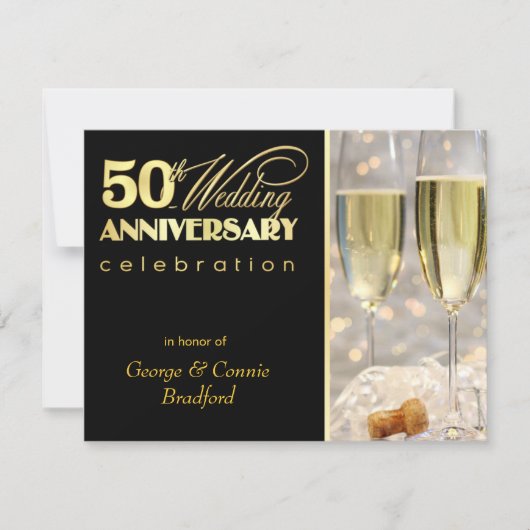 50e Jubileum feestdagen - zwart goud Kaart (Voorkant)