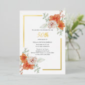 50e Jubileum Floral Wreath Folie Uitnodiging (Staand Voorkant)