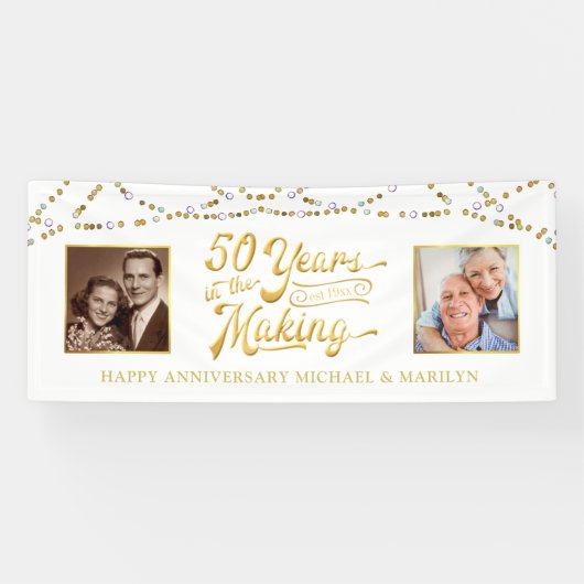 50e Jubileum Foto's 50 jaar oud Spandoek (Horizontaal)