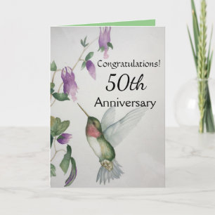 50e Jubileum Gefeliciteerd Hummingbird Kaart