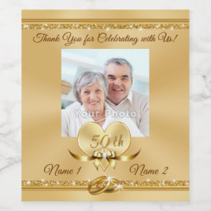 50e Jubileum gepersonaliseerde flessenetiketten, g Wijn Etiket