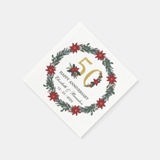 50e Jubileum gepersonaliseerde kerstservetten Servet (Hoek)