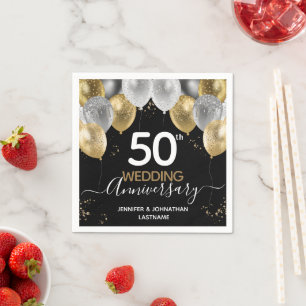 50e Jubileum Gold Balloons Napkins Servet