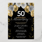50e Jubileum Gold Balloons Uitnodigingen (Voorkant)