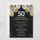 50e Jubileum Gold Balloons Uitnodigingen (Voorkant)