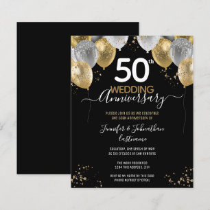 50e Jubileum Gold Balloons - Uitnodigingen voor de