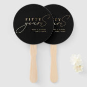 50e Jubileum Gold Black voor bruiloft Handwaaier (Voorkant en achterkant)