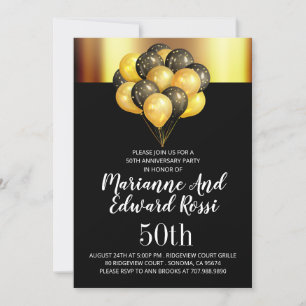 50e Jubileum Gold Black voor bruiloft Kaart