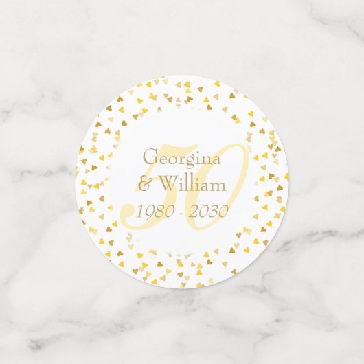 50e Jubileum Gold Hearts Confetti (Kleine voorkant)
