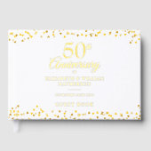 50e Jubileum Gold Hearts Confetti Gastenboek (Voorkant)