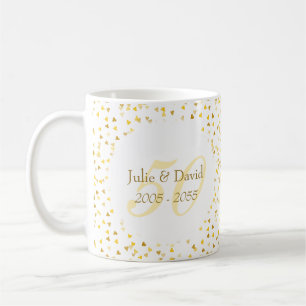 50e Jubileum Gold Hearts Confetti Koffiemok