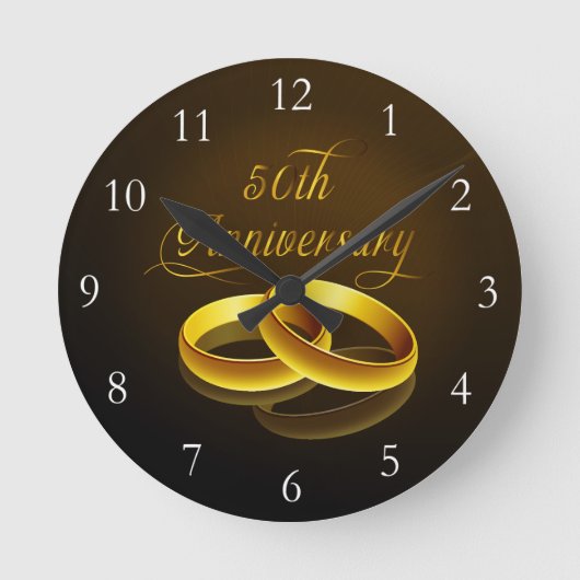 50e Jubileum | Gold Script Ronde Klok (Voorkant)