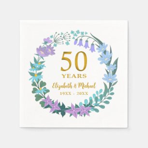 50e Jubileum Golden Floral Bluebells Krans Servet