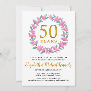 50e Jubileum Golden Floral Wreath Kaart
