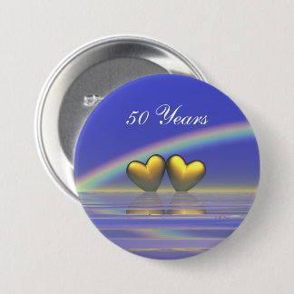 50e Jubileum Golden Hearts Ronde Button 7,6 Cm