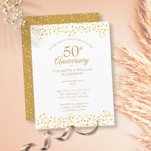 50e Jubileum Golden Love Hearts Uitnodiging Briefkaart