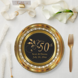 50e Jubileum - Goud en diamant Papieren Bordje