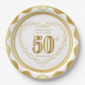 50e Jubileum - Goud en wit Papieren Bordje (Voorkant)