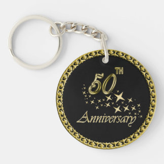 50e Jubileum gouden en zwarte feestdag Sleutelhanger
