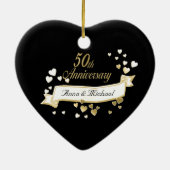 50e Jubileum Hart Foto Keepsake Keramisch Ornament (Achterkant)