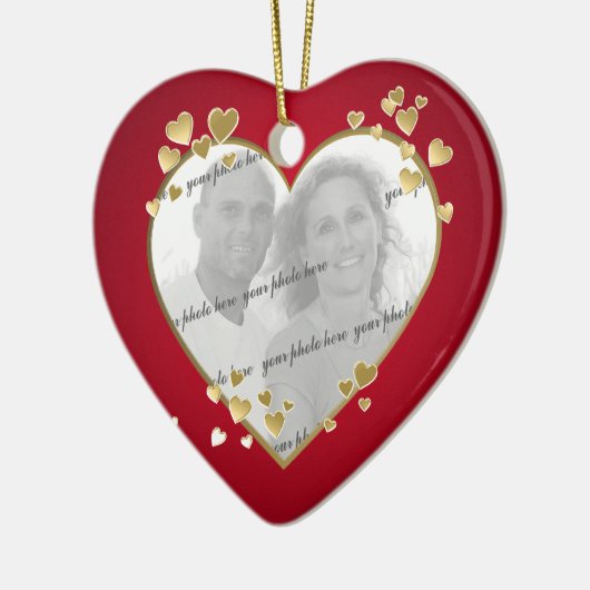 50e Jubileum Hart Foto Keepsake Keramisch Ornament (Links)