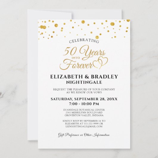 50e Jubileum JAAR IN FOREVER Vow Renewal in Kaart (Achterkant)