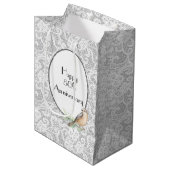 50e Jubileum kant op Silver Medium Gift Bag Cadeauzakje (Voorkant Gekanteld)