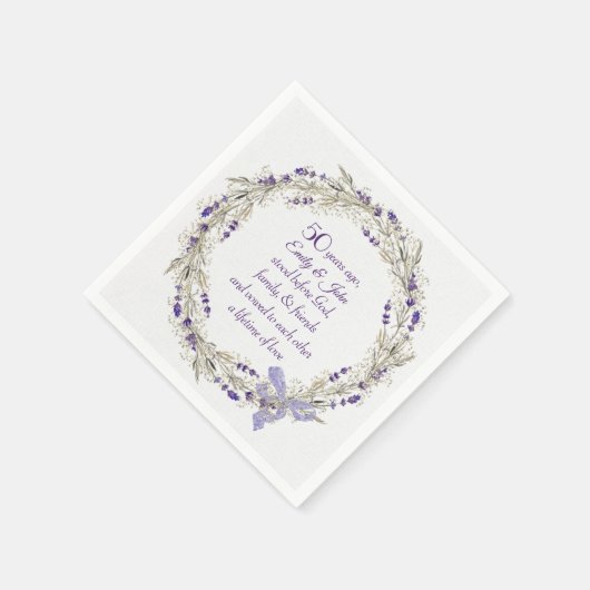 50e Jubileum Lavender Wreath Servet (Hoek)