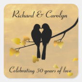 50e Jubileum Lovebirds Vierkante Sticker (Voorkant)