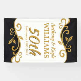 50e Jubileum met bruiloft White Gold Black Flouris Spandoek