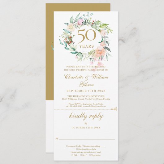 50e Jubileum met een gouden bruiloft Kaart (Voorkant / Achterkant)