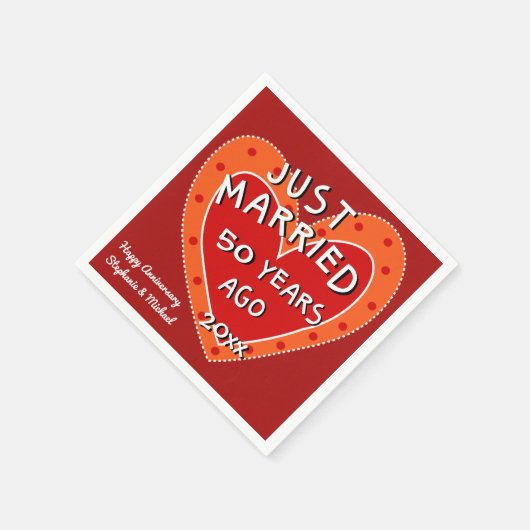 50e Jubileum of elk jaar leuk rood hart feest Servetten (Hoek)