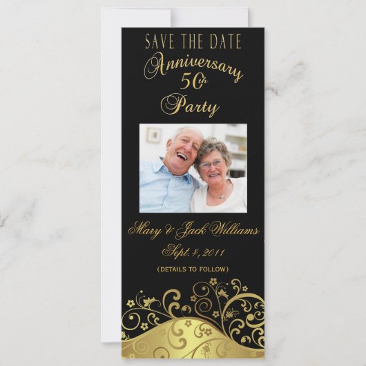 50e Jubileum Opslaan Datum Fotokaart Uitnodigen Save The Date (Voorkant)