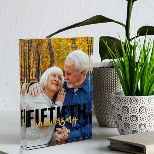 50e Jubileum Oversized Typografie Overlay Fotoblokken