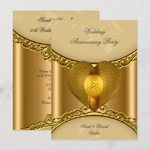 50e Jubileum partij Elegant Gold Golden Heart Kaart