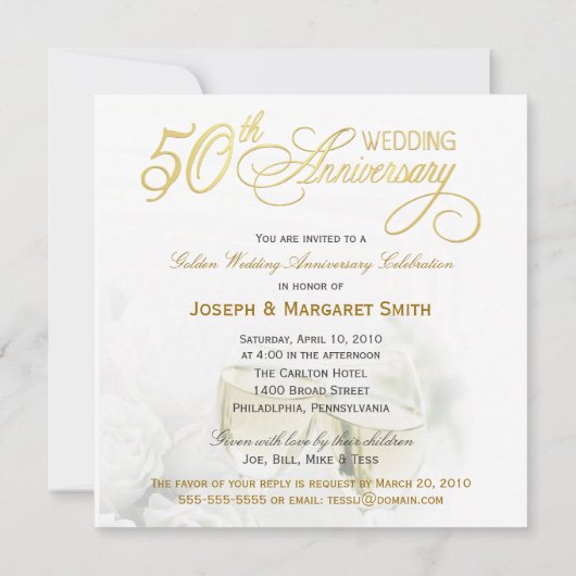 50e Jubileum partijuitnodiging - vierkant Kaart (Achterkant)