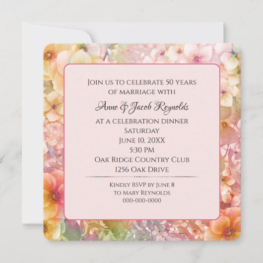 50e Jubileum Party Kosmos Bloementuin Kaart (Voorkant)