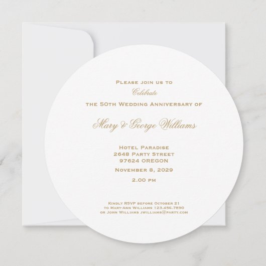 50e Jubileum Rood rozen Hart Elegant Kaart (Achterkant)