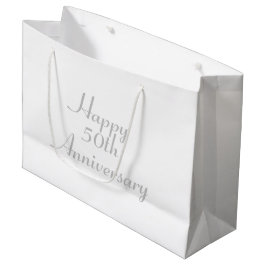 50e Jubileum Silver Text Sjabloon Gift Bag Large Cadeauzakje