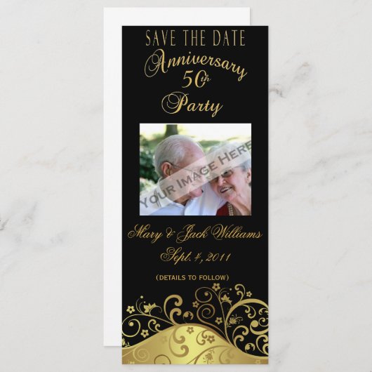 50e Jubileum Sla de datumkaart/uitnodiging op Save The Date (Voorkant / Achterkant)