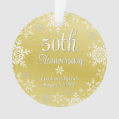 50e Jubileum Snowflakes Custom Gold Wedding Ornament (voorkant)