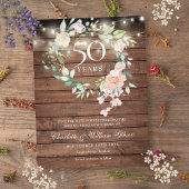 50e Jubileum Sparen de Datum Rustic Floral Aankondigingskaart